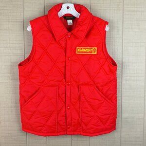 Vintage Swingster Vest Quilted Orange Garst Seed Logo Patch Farm Ag Medium